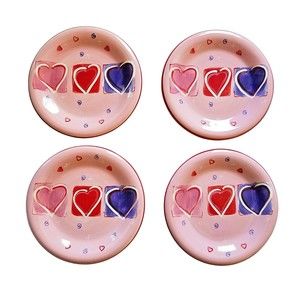 Boxed Set of 4 Wendover Lane CIB 8” Salad Dessert Plates Valentine Love Hearts